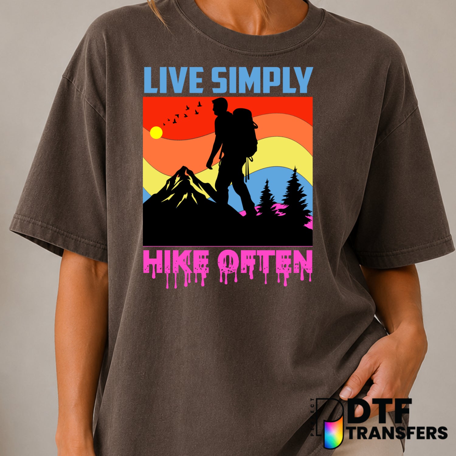 Live Simply Hike Often – Hiking DTF Transfer (view 2 of 2) – by Perfect DTF Transfers – Premade DTF Transfers – Hiking, Ou...