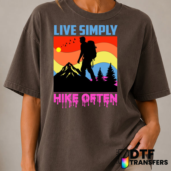 Live Simply Hike Often – Hiking DTF Transfer (view 2 of 2) – by Perfect DTF Transfers – Premade DTF Transfers – Hiking, Ou...