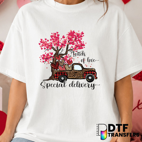 Loads Of Love Special Delivery Valentine's Day Truck – DTF Transfer (view 1 of 2) – by Perfect DTF Transfers – Premade DTF...