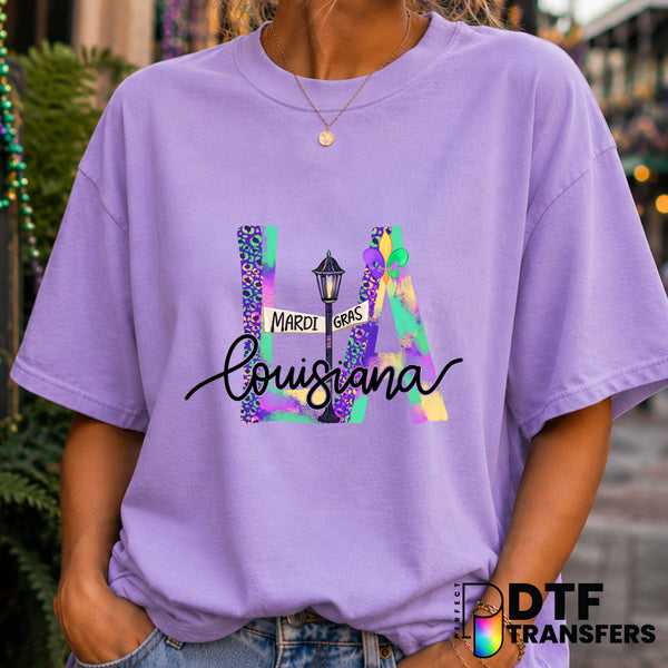 Louisiana LA Mardi Gras – DTF Transfer (view 1 of 2) – by Perfect DTF Transfers – Premade DTF Transfers – Mardi Gras, Fest...