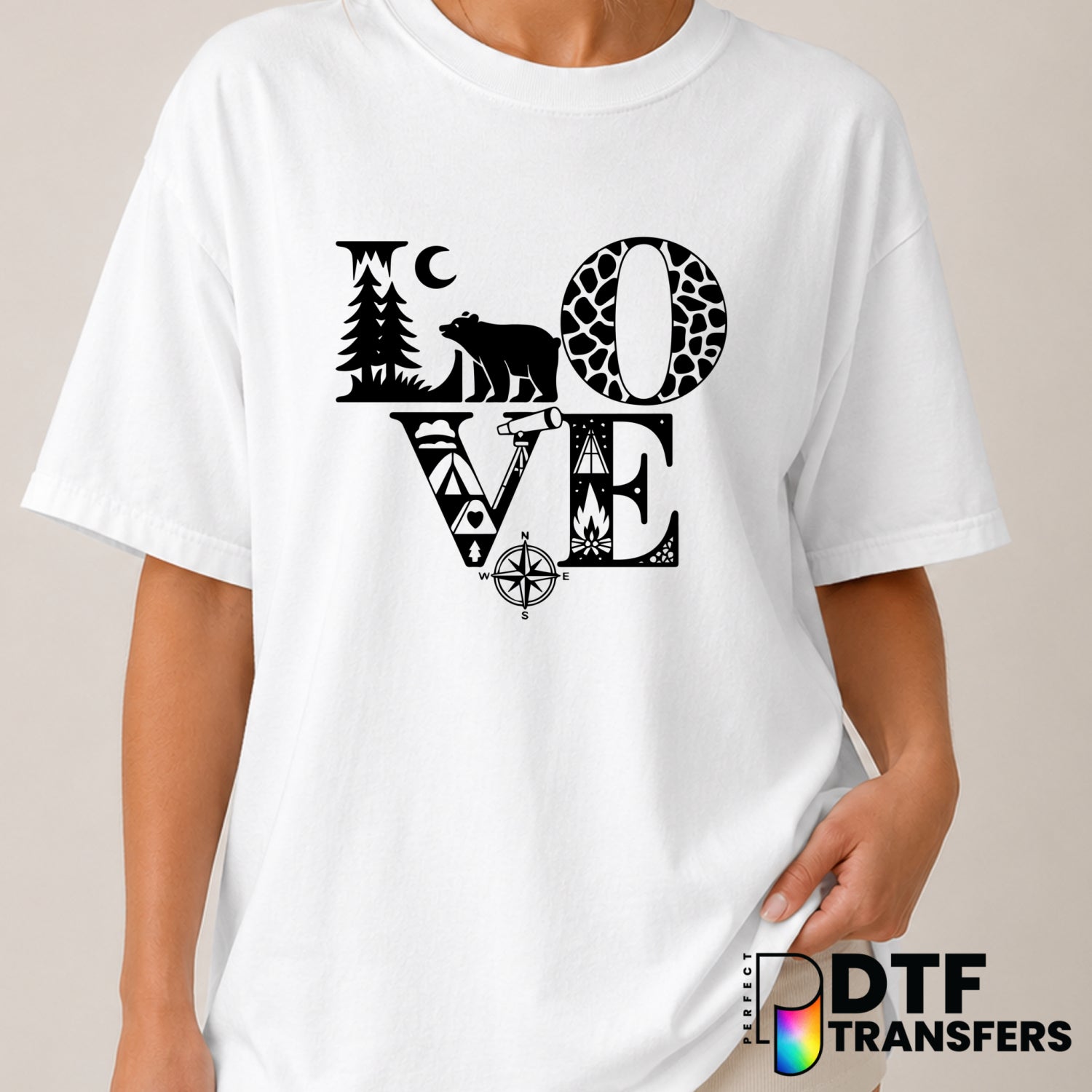 LOVE Camping Bear – Camping DTF Transfer (view 2 of 2) – by Perfect DTF Transfers – Premade DTF Transfers – Camping, Outdoor