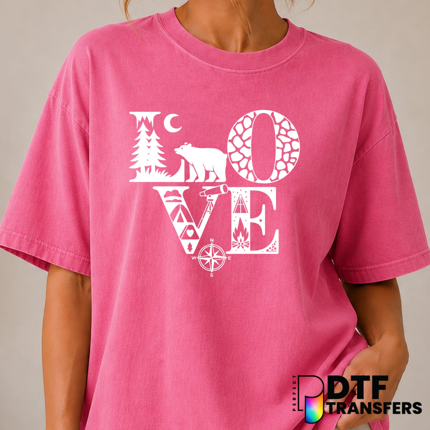 LOVE CAMPING – Camping DTF Transfer (view 1 of 2) – by Perfect DTF Transfers – Premade DTF Transfers – Camping, Outdoor
