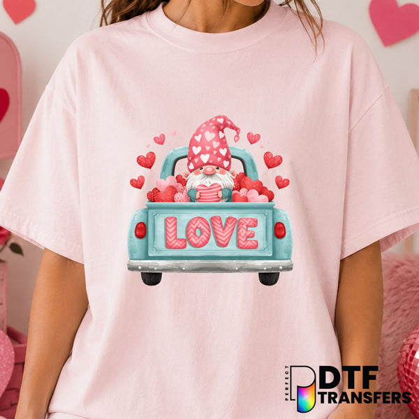 Love Gnome Truck – Valentine's Day DTF Transfer (view 2 of 2) – by Perfect DTF Transfers – Premade DTF Transfers – Valenti...