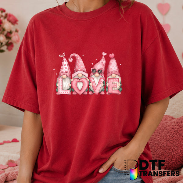 Love Gnomes Stacked – Valentine's Day DTF Transfer (view 2 of 2) – by Perfect DTF Transfers – Premade DTF Transfers – Vale...