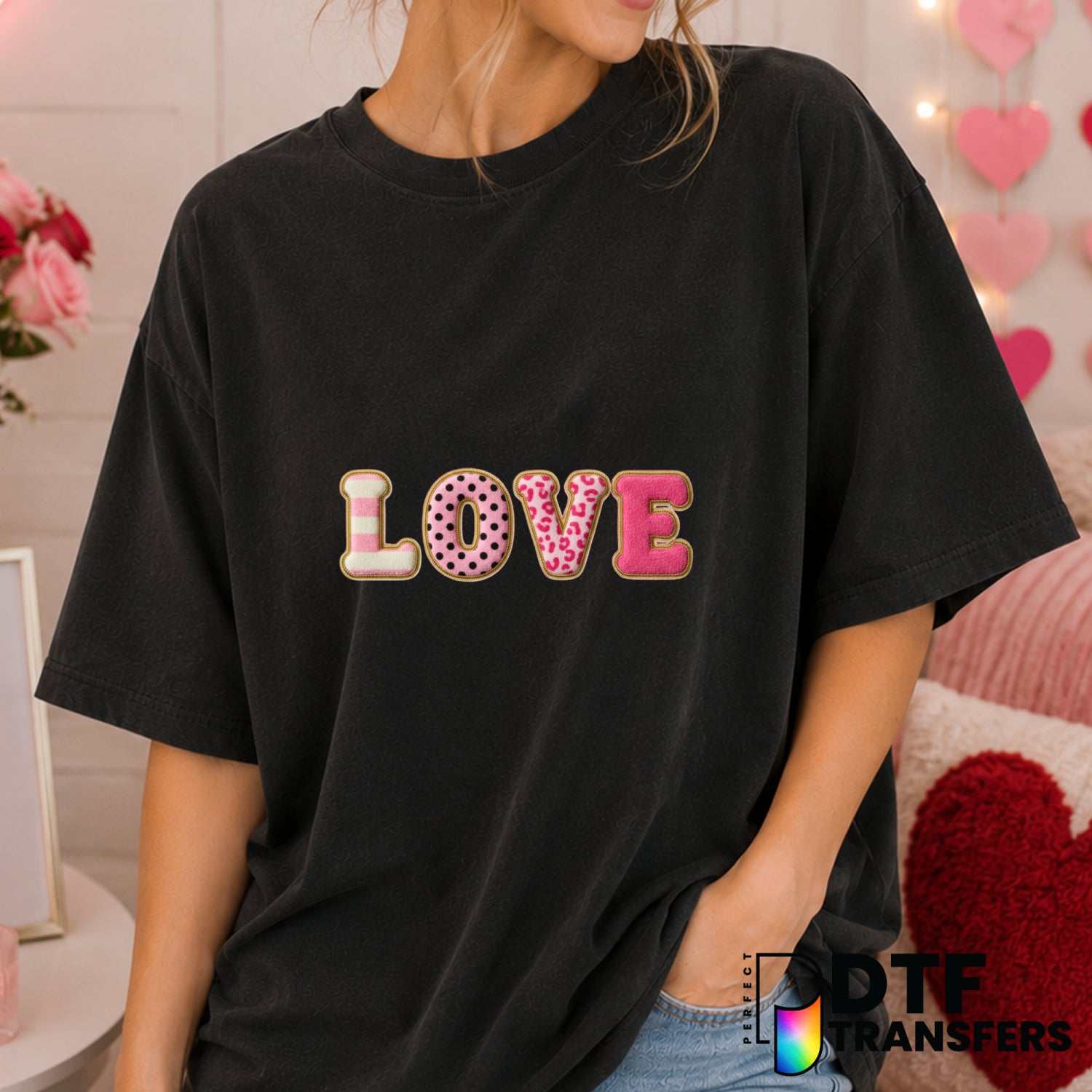 Love Leopard Heart – Valentine's Day DTF Transfer (view 2 of 2) – by Perfect DTF Transfers – Premade DTF Transfers – Valen...