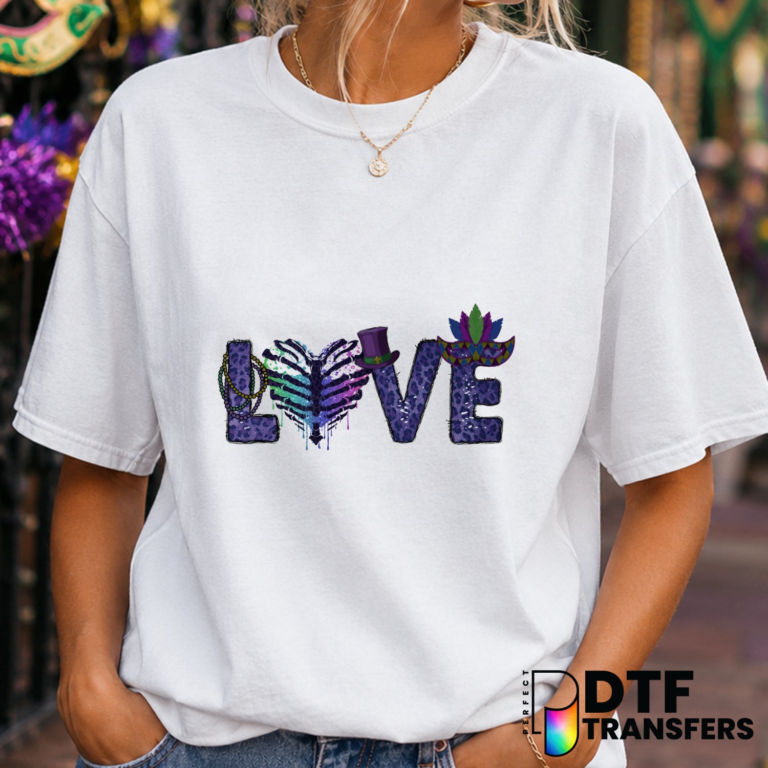LOVE Purple Leopard Fleur de Lis – Mardi Gras DTF Transfer (view 2 of 2) – by Perfect DTF Transfers – Premade DTF Transfer...