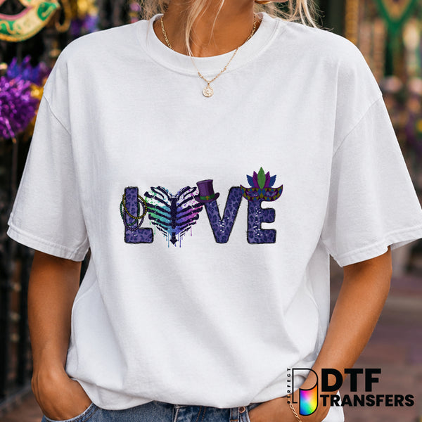 LOVE Purple Leopard Fleur de Lis – Mardi Gras DTF Transfer (view 2 of 2) – by Perfect DTF Transfers – Premade DTF Transfer...