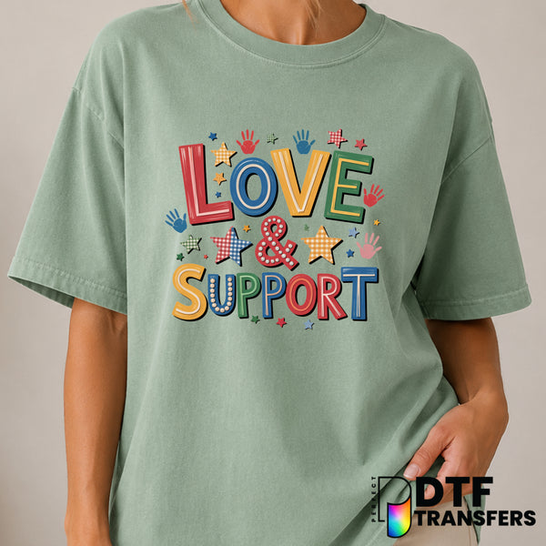 Love & Support – Autism Awareness DTF Transfer (view 1 of 2) – by Perfect DTF Transfers – Premade DTF Transfers – Autism A...