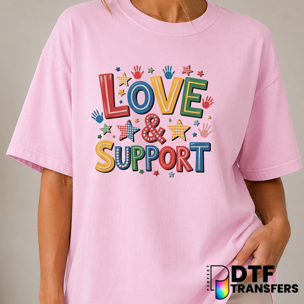 Love & Support – Autism Awareness DTF Transfer (view 2 of 2) – by Perfect DTF Transfers – Premade DTF Transfers – Autism A...
