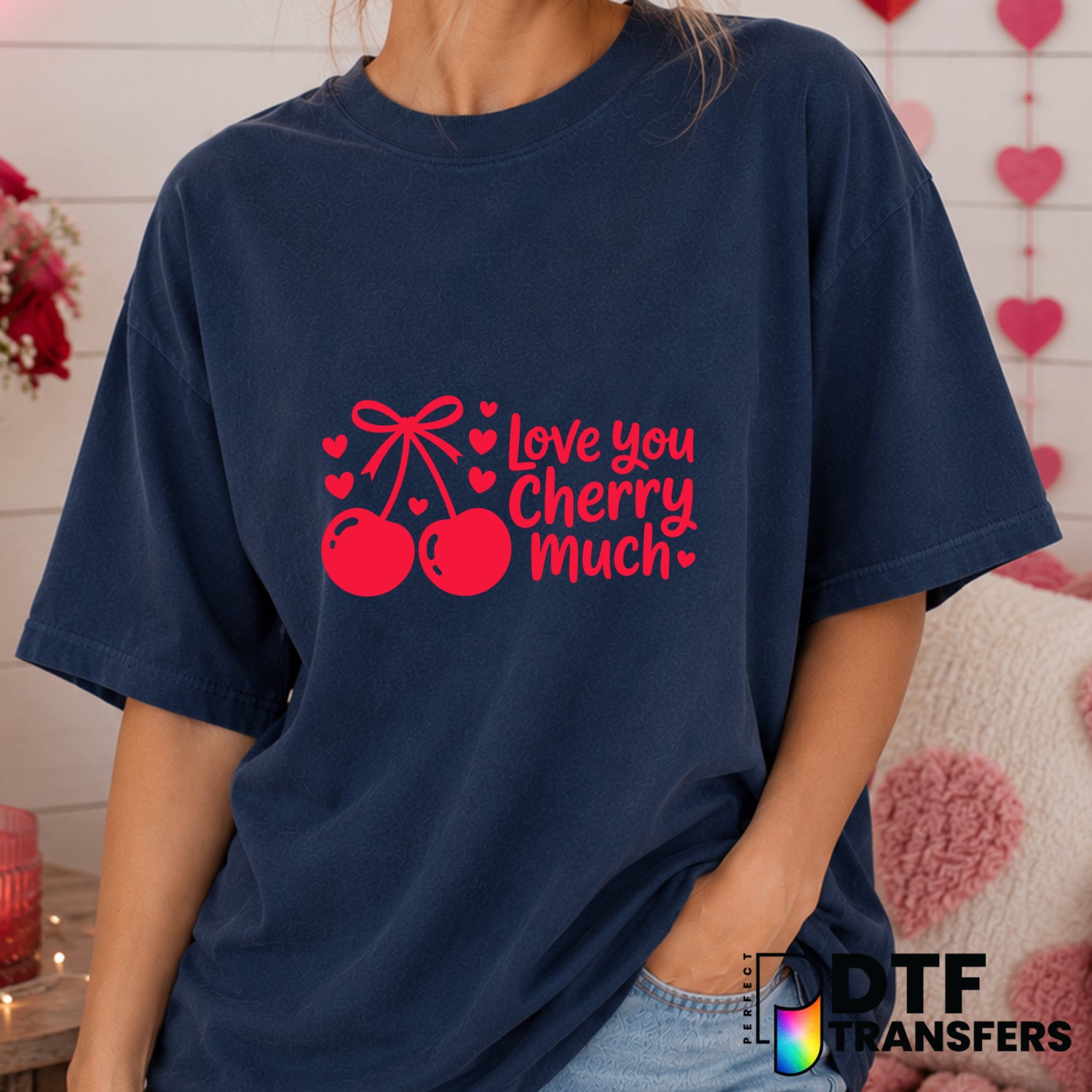 Love You Cherry Much – Valentine's Day DTF Transfer (view 1 of 2) – by Perfect DTF Transfers – Premade DTF Transfers – Val...