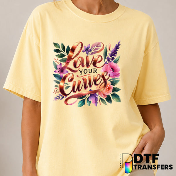Love Your Curves – Women Empowerment DTF Transfer (view 1 of 2) – by Perfect DTF Transfers – Premade DTF Transfers – Women...