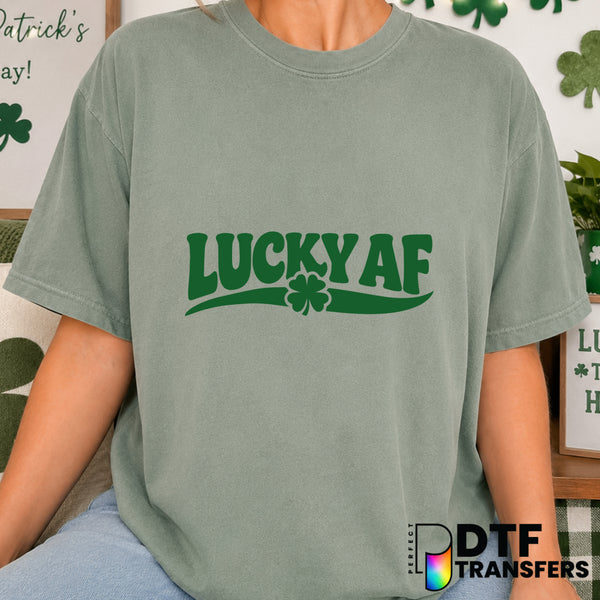 Lucky AF – St. Patrick's Day DTF Transfer (view 2 of 2) – by Perfect DTF Transfers – Premade DTF Transfers – St. Patrick's...