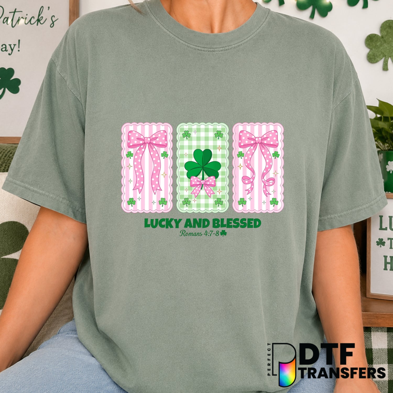 Lucky and Blessed – St. Patrick's Day DTF Transfer (view 2 of 2) – by Perfect DTF Transfers – Premade DTF Transfers – St....