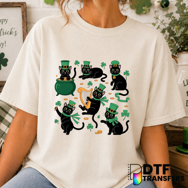 Lucky Black Cat Coquette – St. Patrick's Day DTF Transfer (view 2 of 2) – by Perfect DTF Transfers – Premade DTF Transfers...