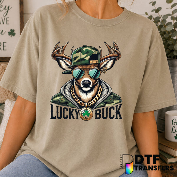 Lucky Buck Camo St. Patrick's Day – DTF Transfer (view 1 of 2) – by Perfect DTF Transfers – Premade DTF Transfers – St. Pa...