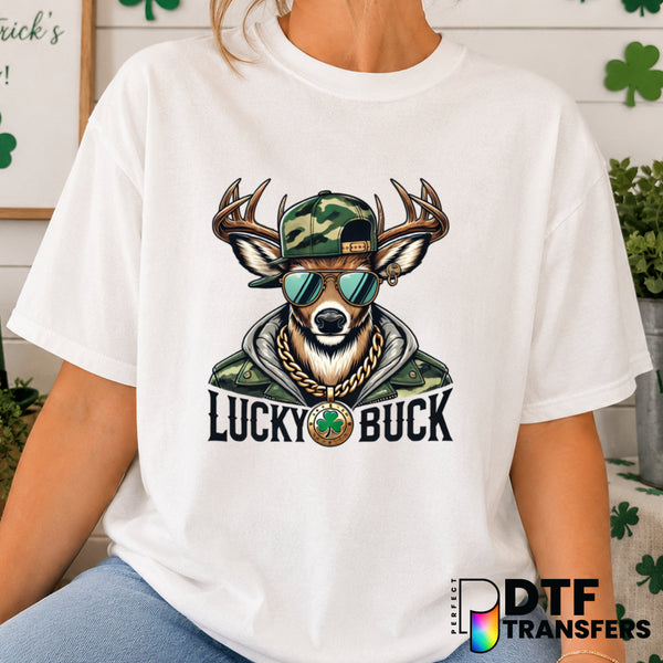 Lucky Buck Camo St. Patrick's Day – DTF Transfer (view 2 of 2) – by Perfect DTF Transfers – Premade DTF Transfers – St. Pa...