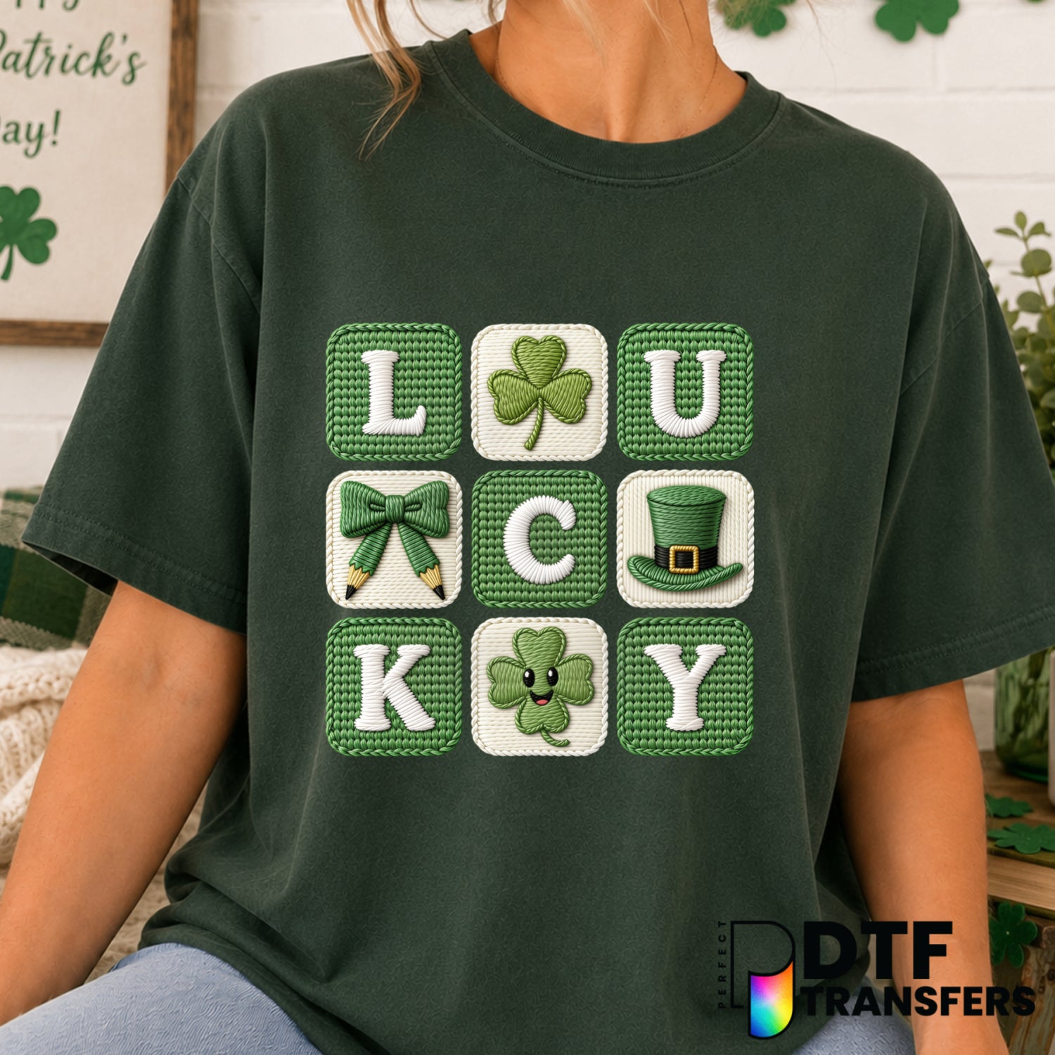 LUCKY COQUETTE – St. Patrick's Day DTF Transfer (view 1 of 2) – by Perfect DTF Transfers – Premade DTF Transfers – St. Pat...