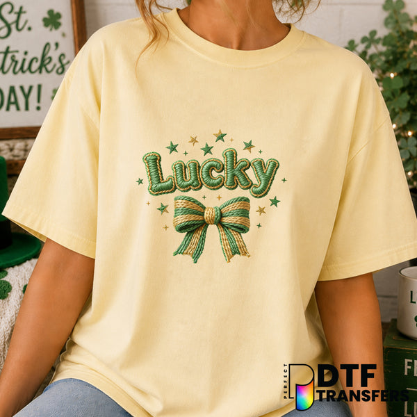 Lucky Coquette – St. Patrick's Day DTF Transfer (view 1 of 2) – by Perfect DTF Transfers – Premade DTF Transfers – St. Pat...
