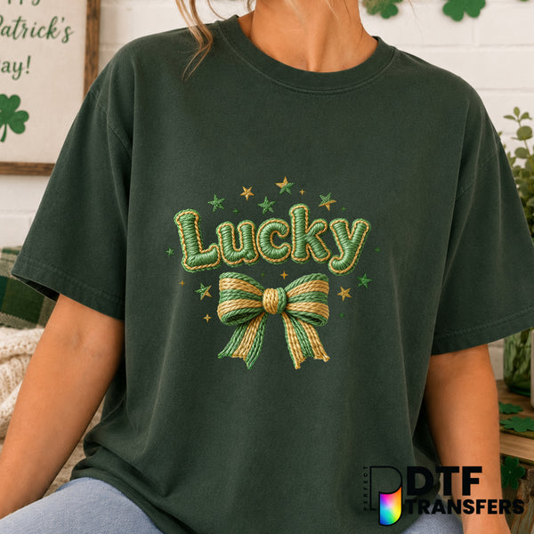 Lucky Coquette – St. Patrick's Day DTF Transfer (view 2 of 2) – by Perfect DTF Transfers – Premade DTF Transfers – St. Pat...