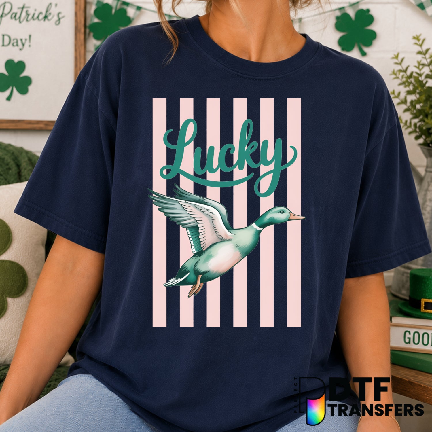 Lucky Duck – St. Patrick's Day DTF Transfer (view 2 of 2) – by Perfect DTF Transfers – Premade DTF Transfers – St. Patrick...