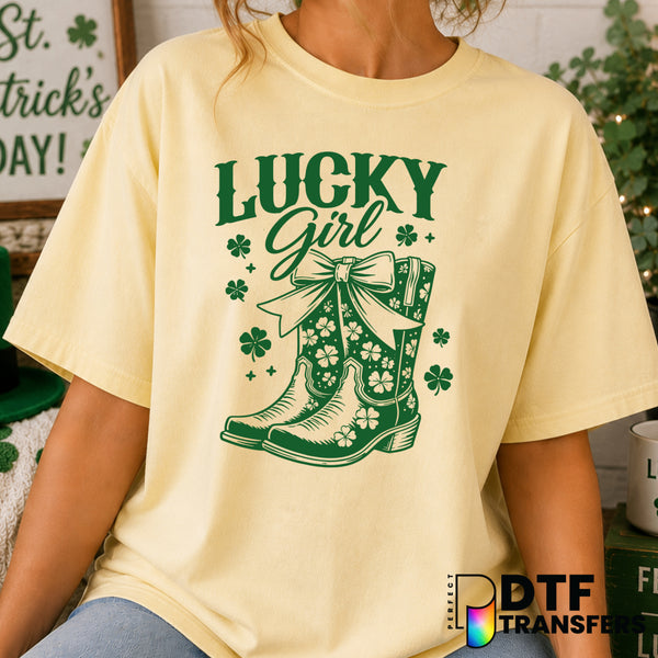 Lucky Girl – St. Patrick's Day DTF Transfer (view 1 of 2) – by Perfect DTF Transfers – Premade DTF Transfers – St. Patrick...