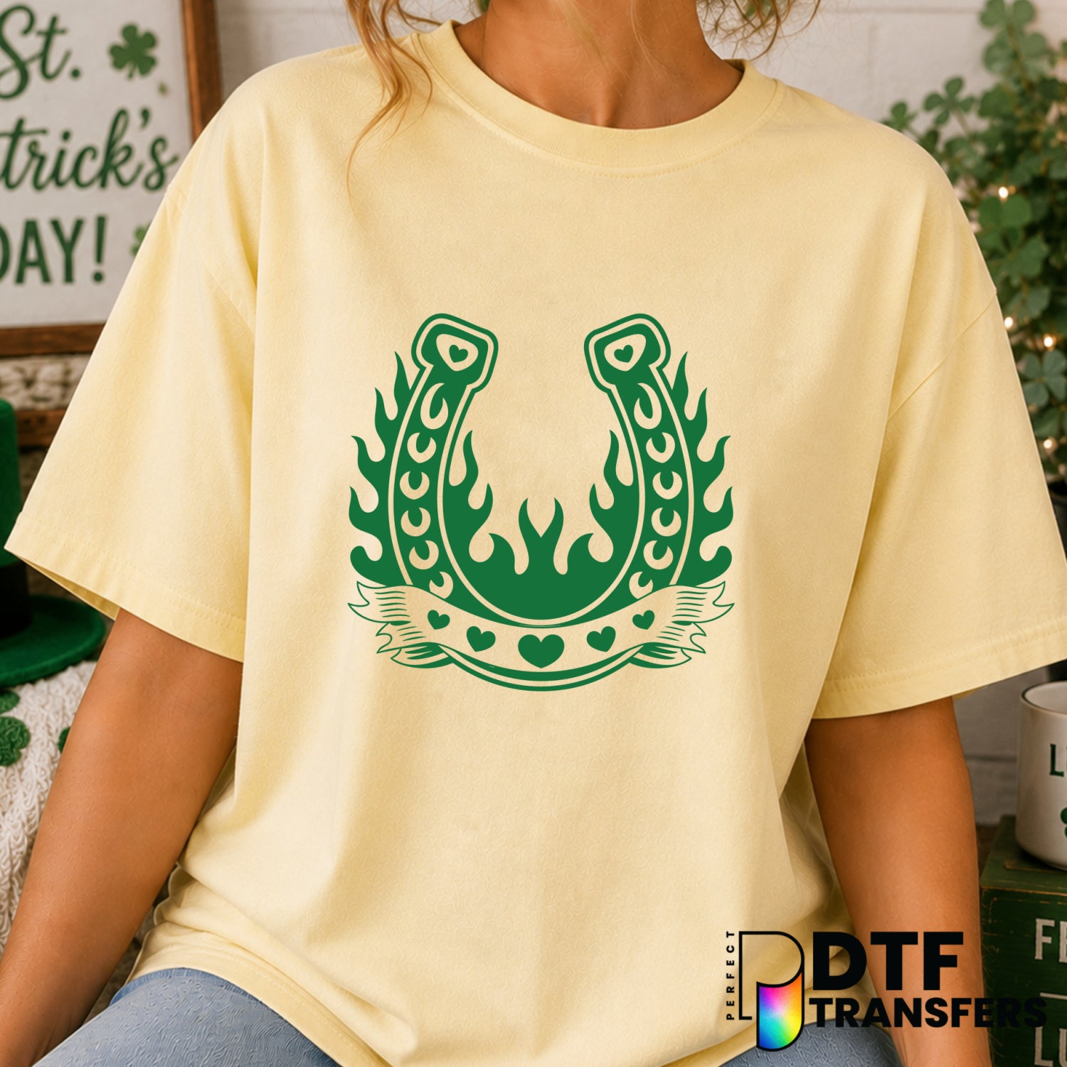 Lucky Horseshoe St. Patrick's Day – DTF Transfer (view 1 of 2) – by Perfect DTF Transfers – Premade DTF Transfers – St. Pa...