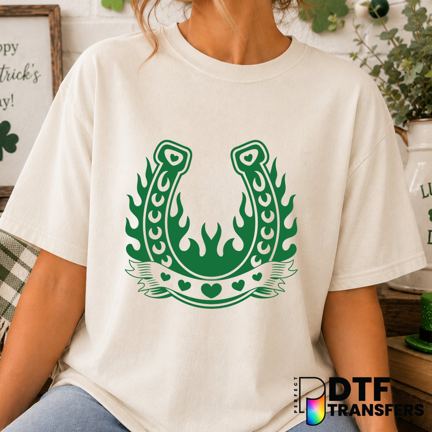 Lucky Horseshoe St. Patrick's Day – DTF Transfer (view 2 of 2) – by Perfect DTF Transfers – Premade DTF Transfers – St. Pa...