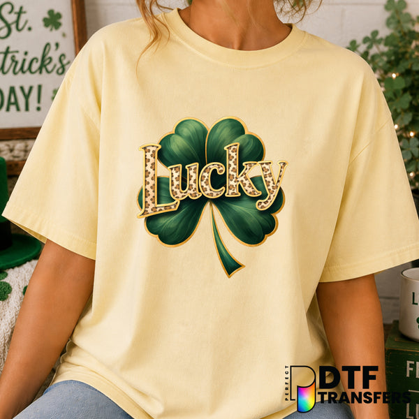 Lucky Leopard – St. Patrick's Day DTF Transfer (view 1 of 2) – by Perfect DTF Transfers – Premade DTF Transfers – St. Patr...
