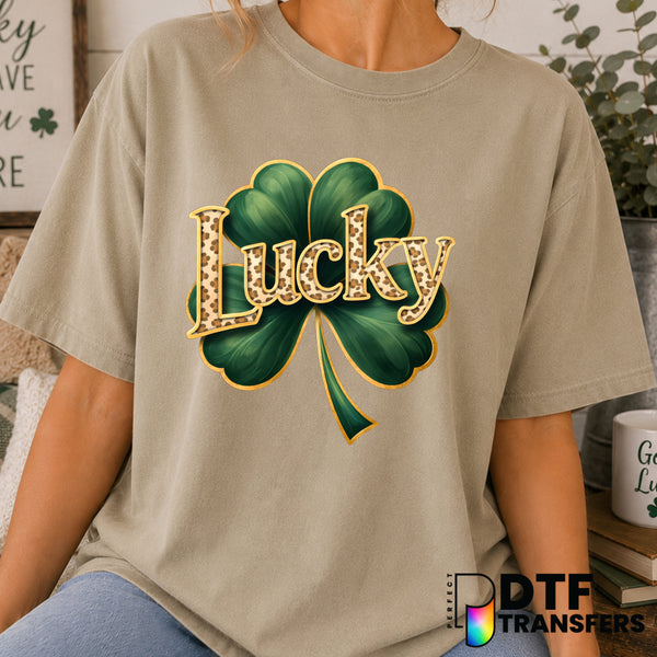 Lucky Leopard – St. Patrick's Day DTF Transfer (view 2 of 2) – by Perfect DTF Transfers – Premade DTF Transfers – St. Patr...