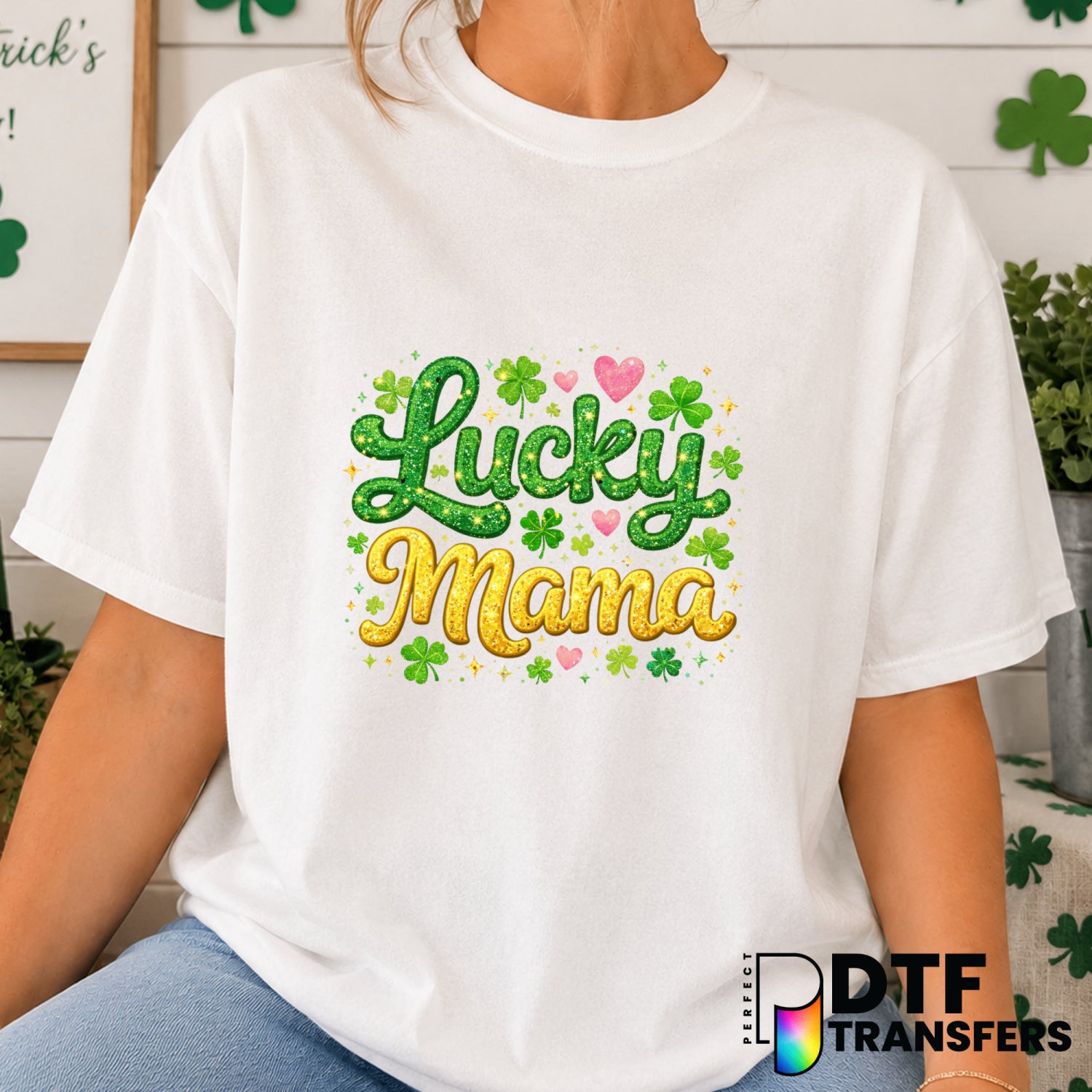 LUCKY MAMA – St. Patrick's Day DTF Transfer (view 2 of 2) – by Perfect DTF Transfers – Premade DTF Transfers – St. Patrick...