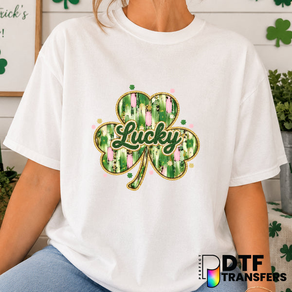 Lucky Shamrock – St. Patrick's Day DTF Transfer (view 1 of 2) – by Perfect DTF Transfers – Premade DTF Transfers – St. Pat...