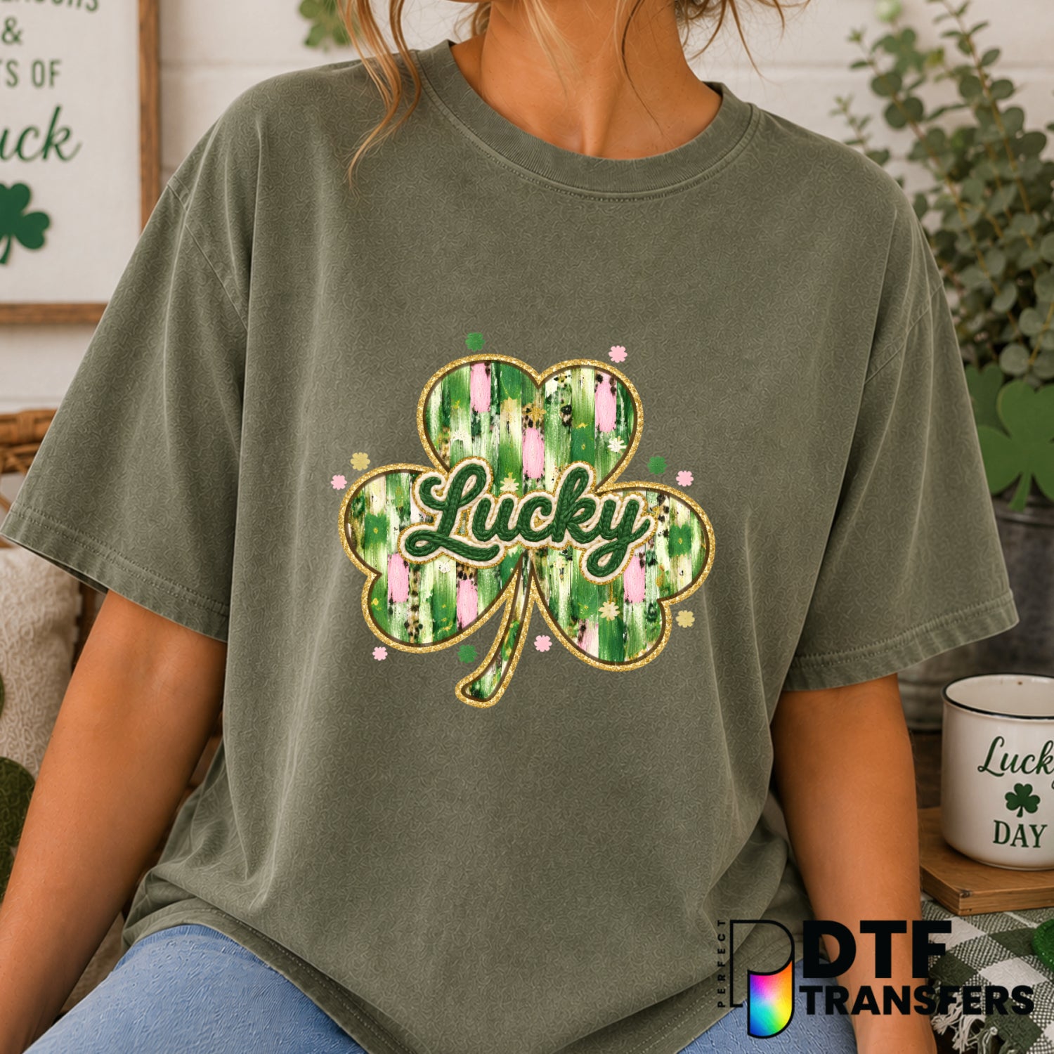 Lucky Shamrock – St. Patrick's Day DTF Transfer (view 2 of 2) – by Perfect DTF Transfers – Premade DTF Transfers – St. Pat...