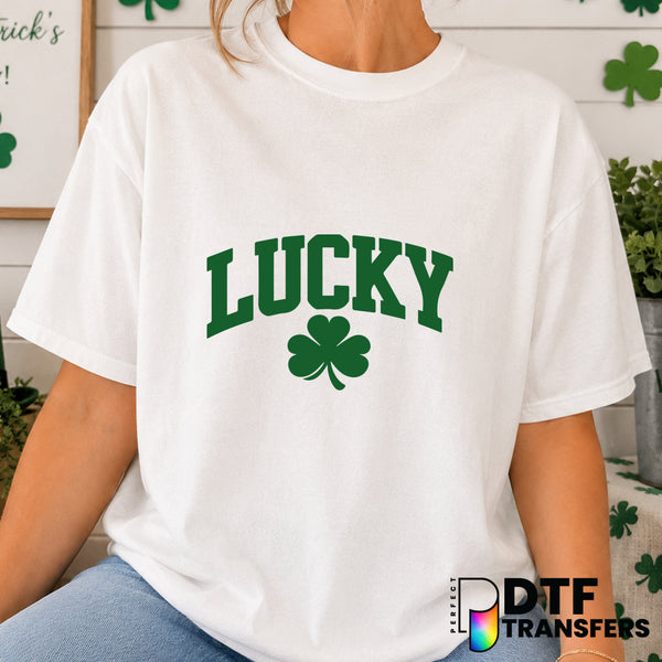 LUCKY VARSITY ARCH CLOVER – St. Patrick's Day DTF Transfer (view 1 of 2) – by Perfect DTF Transfers – Premade DTF Transfer...