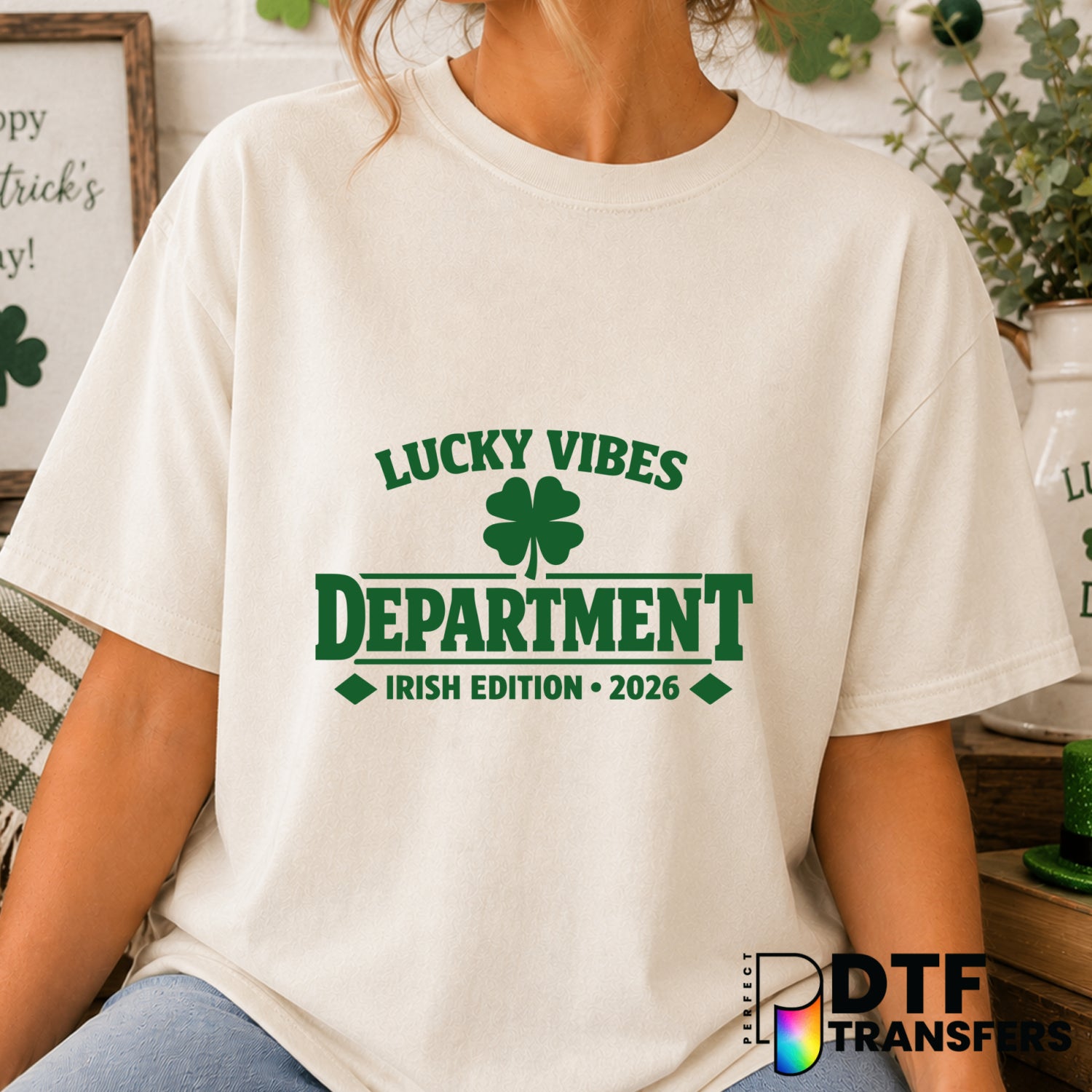 Lucky Vibes Department Irish St. Patrick's Day – DTF Transfer (view 2 of 2) – by Perfect DTF Transfers – Premade DTF Trans...