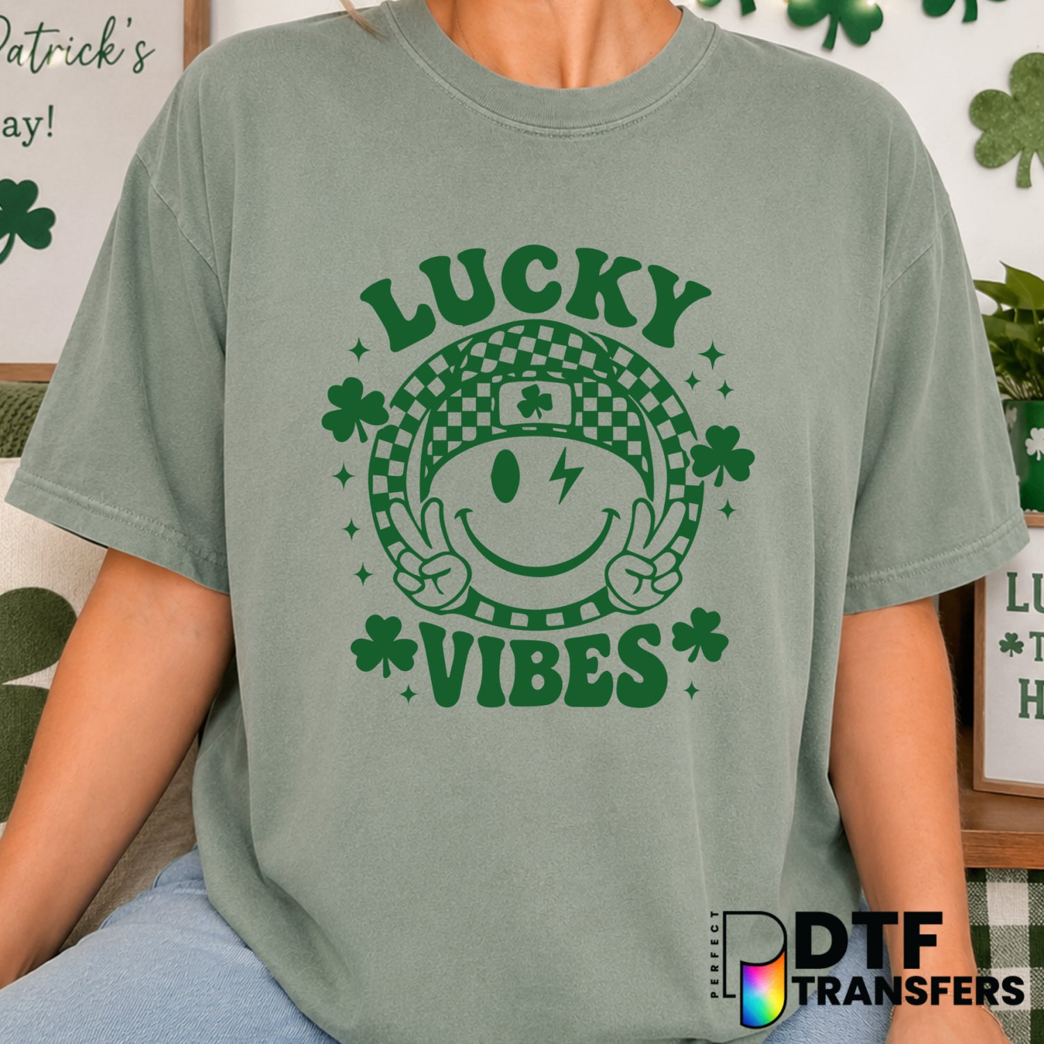 Lucky Vibes – St. Patrick's Day DTF Transfer (view 1 of 2) – by Perfect DTF Transfers – Premade DTF Transfers – St. Patric...