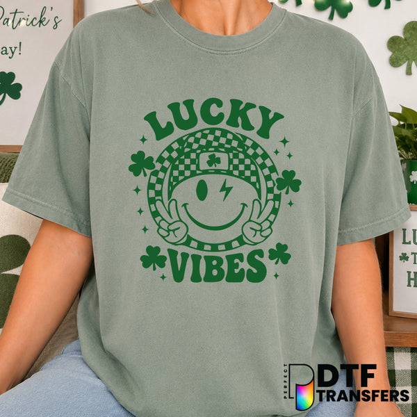 Lucky Vibes – St. Patrick's Day DTF Transfer (view 1 of 2) – by Perfect DTF Transfers – Premade DTF Transfers – St. Patric...