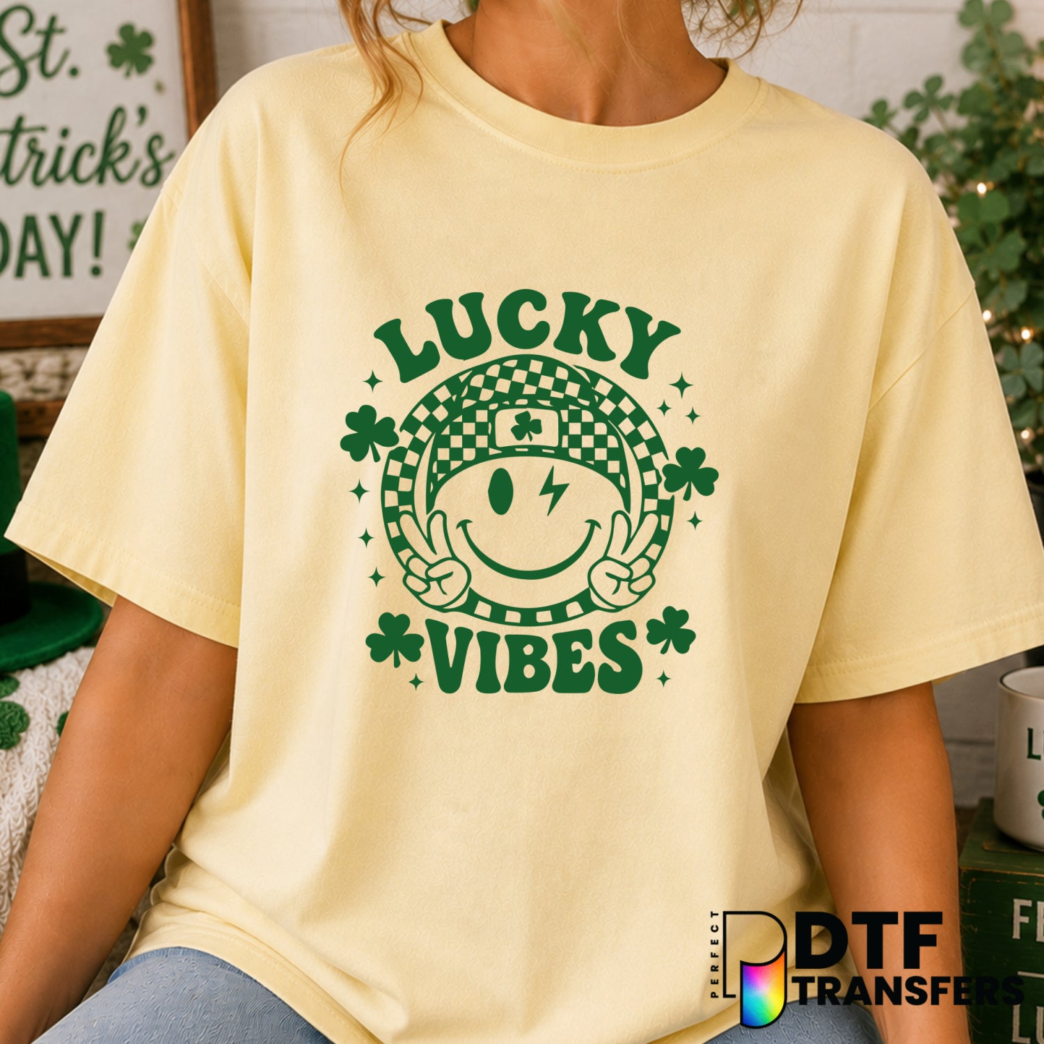 Lucky Vibes – St. Patrick's Day DTF Transfer (view 2 of 2) – by Perfect DTF Transfers – Premade DTF Transfers – St. Patric...