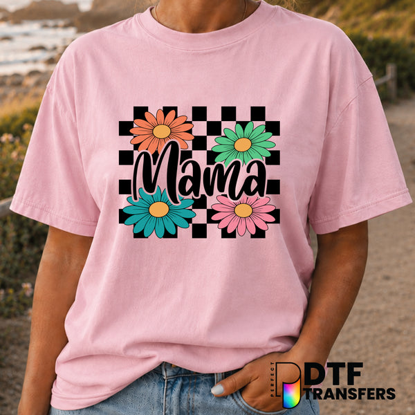 Mama Checkered Floral Script – Mother's Day DTF Transfer (view 2 of 2) – by Perfect DTF Transfers – Premade DTF Transfers...