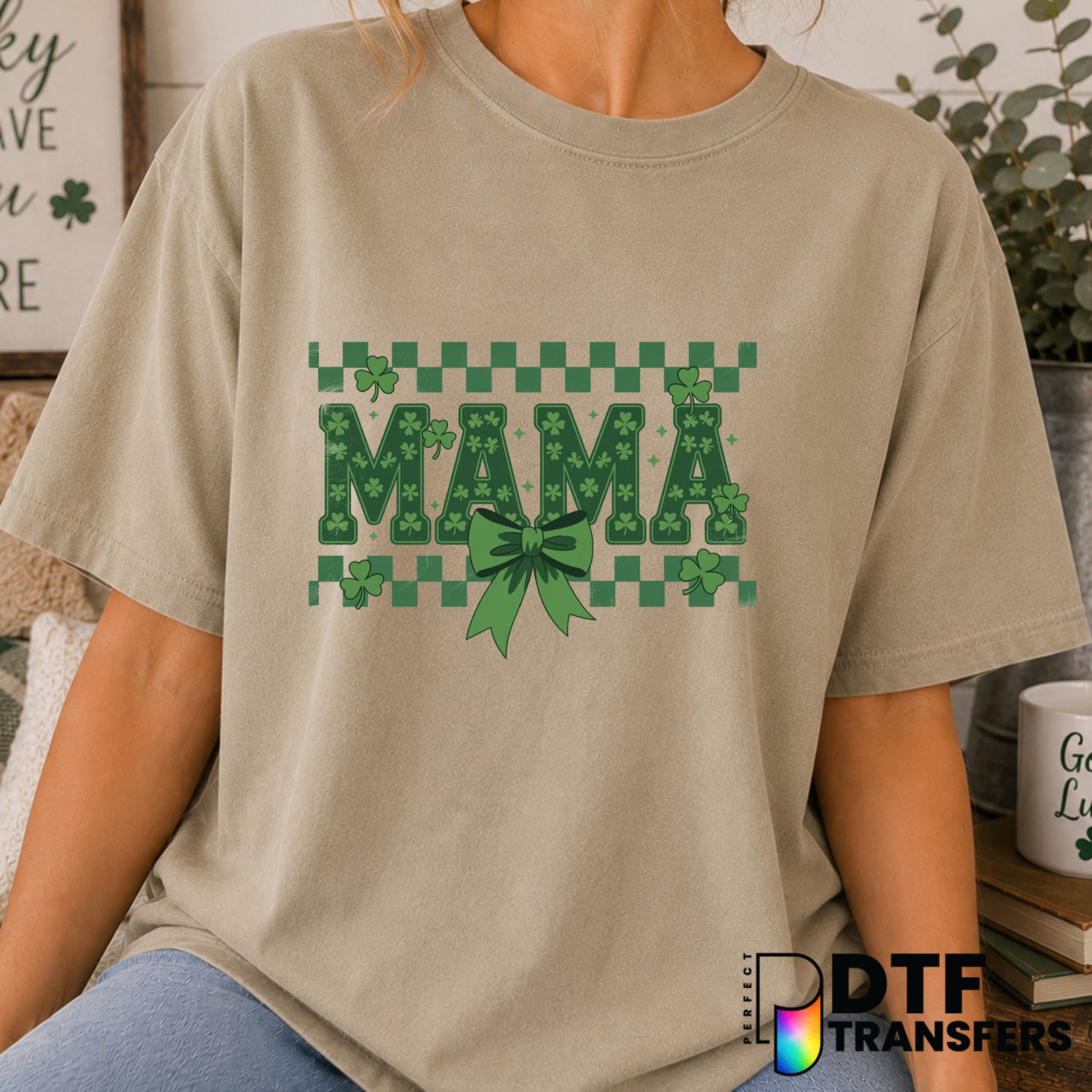 Mama Coquette Checkered Varsity St. Patrick's Day – DTF Transfer (view 2 of 2) – by Perfect DTF Transfers – Premade DTF Tr...