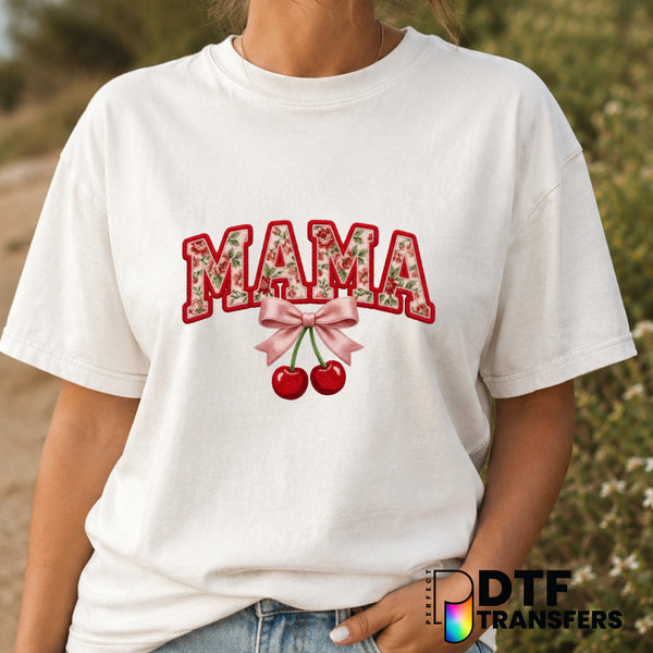 Mama Floral Red Cherries Coquette Mother's Day DTF Transfer (view 2 of 2) – by Perfect DTF Transfers – Premade DTF Transfe...