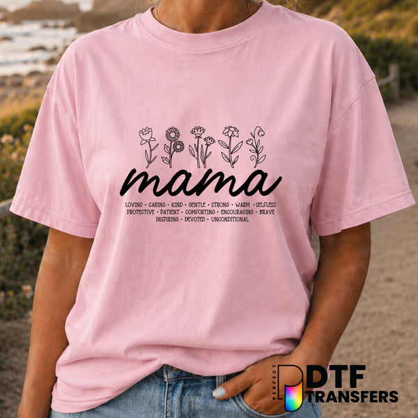 Mama Floral Script Collage – Mother's Day DTF Transfer (view 1 of 2) – by Perfect DTF Transfers – Premade DTF Transfers –...