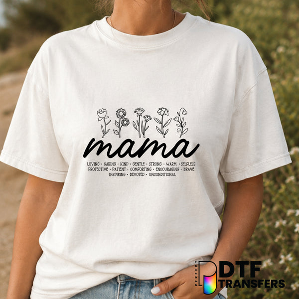Mama Floral Script Collage – Mother's Day DTF Transfer (view 2 of 2) – by Perfect DTF Transfers – Premade DTF Transfers –...