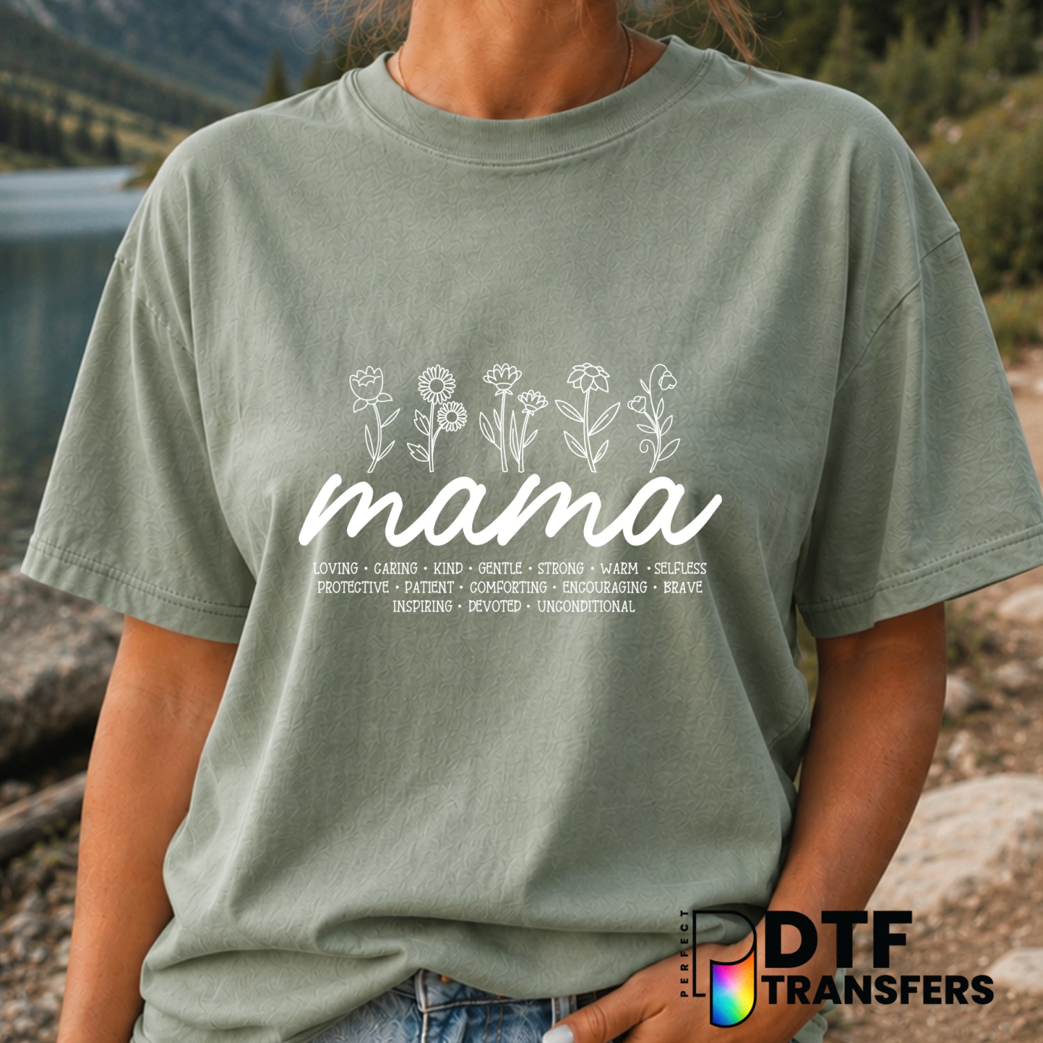 Mama Floral Script – Mother's Day DTF Transfer (view 2 of 2) – by Perfect DTF Transfers – Premade DTF Transfers – Mother's...