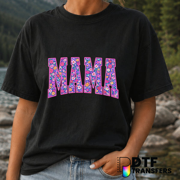 Mama Floral Varsity Arch – Mother's Day DTF Transfer (view 1 of 2) – by Perfect DTF Transfers – Premade DTF Transfers – Mo...