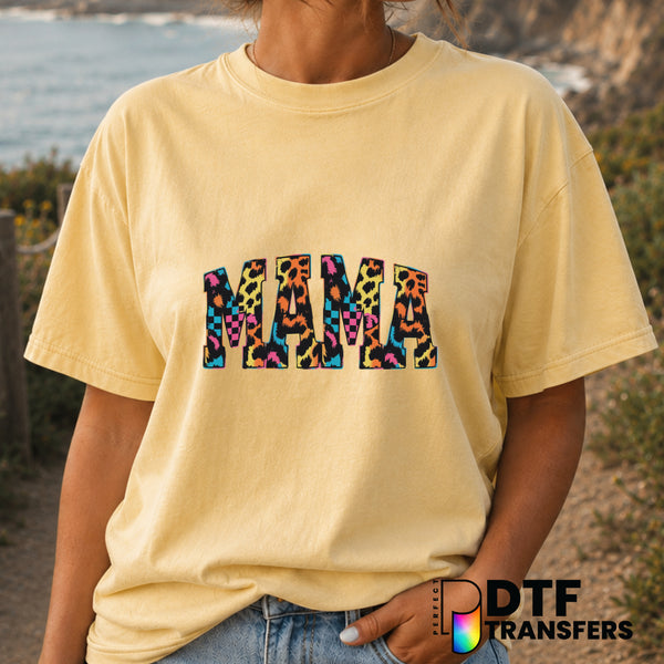 Mama Grunge Varsity Arch Checkered Leopard Mother's Day DTF Transfer (view 1 of 2) – by Perfect DTF Transfers – Premade DT...