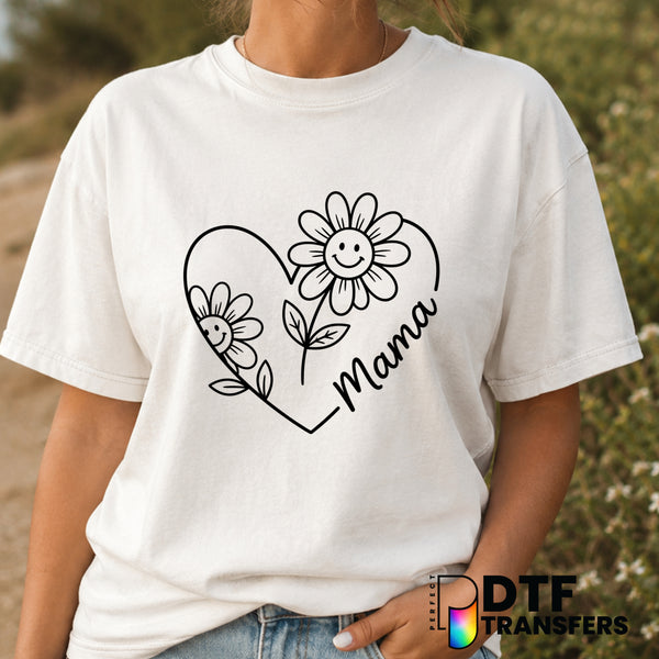 Mama Heart Flowers – Mother's Day DTF Transfer (view 1 of 2) – by Perfect DTF Transfers – Premade DTF Transfers – Mother's...