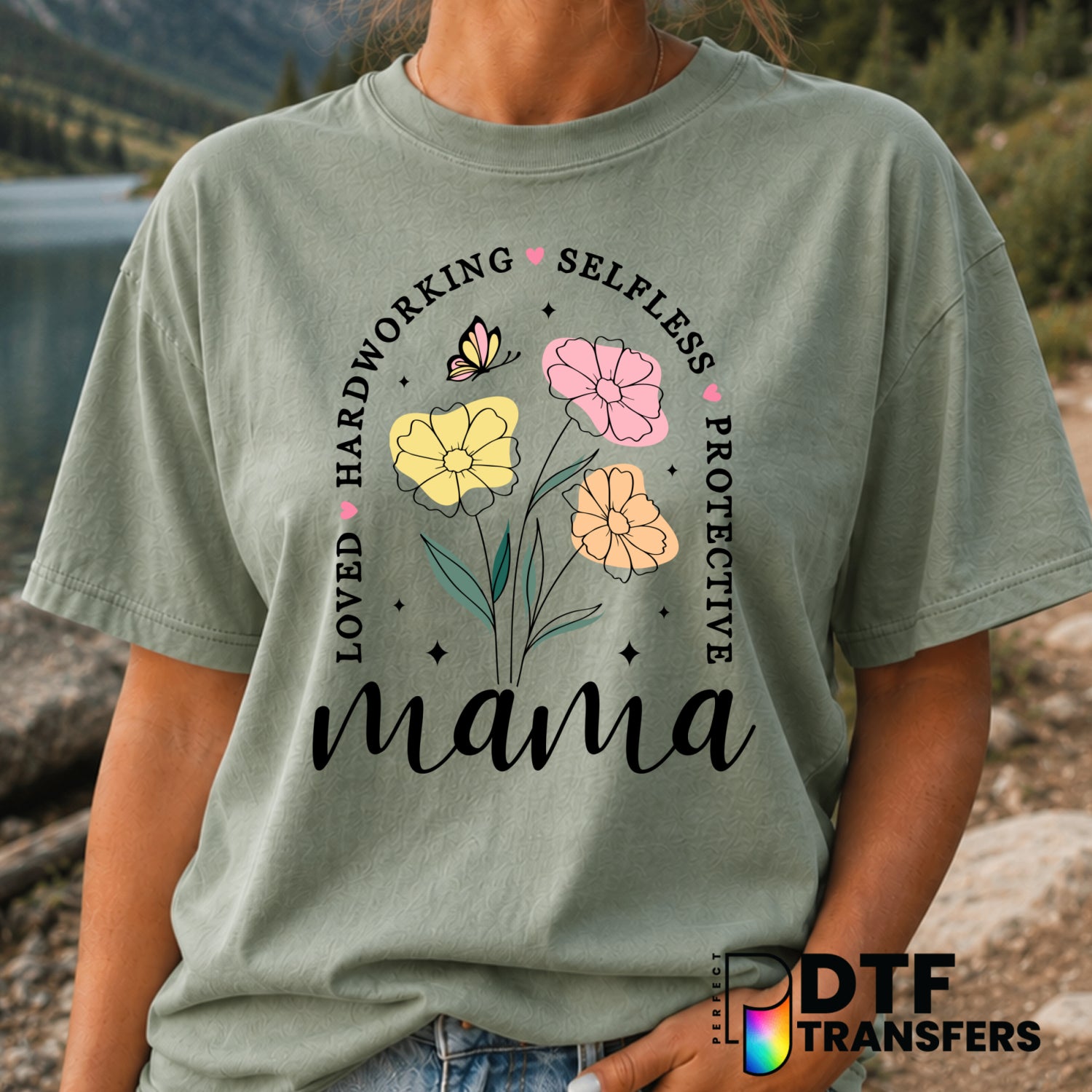 Mama Loved Hardworking Selfless Protective – Mother's Day DTF Transfer (view 1 of 2) – by Perfect DTF Transfers – Premade...
