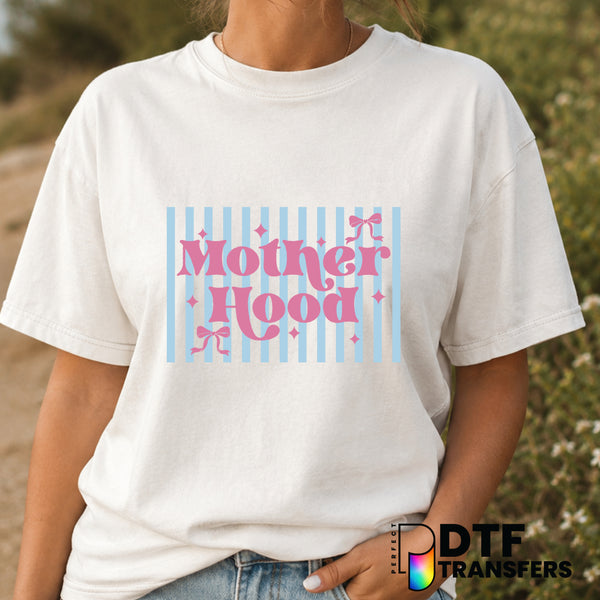 MAMA Motherhood Stripes Coquette Bow – Mother's Day DTF Transfer (view 2 of 2) – by Perfect DTF Transfers – Premade DTF Tr...