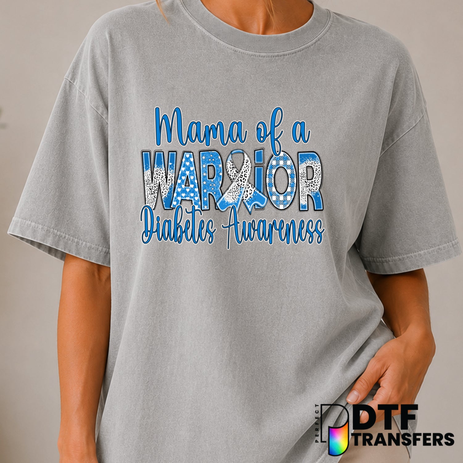 Mama Of A Warrior Diabetes Awareness – DTF Transfer (view 2 of 2) – by Perfect DTF Transfers – Premade DTF Transfers – Dia...