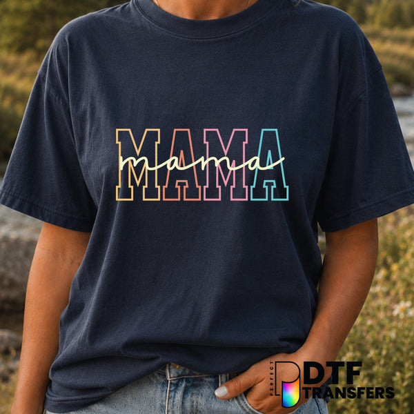 Mama Retro Colorful Varsity – Mother's Day DTF Transfer (view 1 of 2) – by Perfect DTF Transfers – Premade DTF Transfers –...